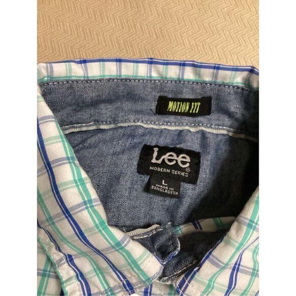 Lee Mens Button Down Plaid Shirt L - Picture 4 of 8